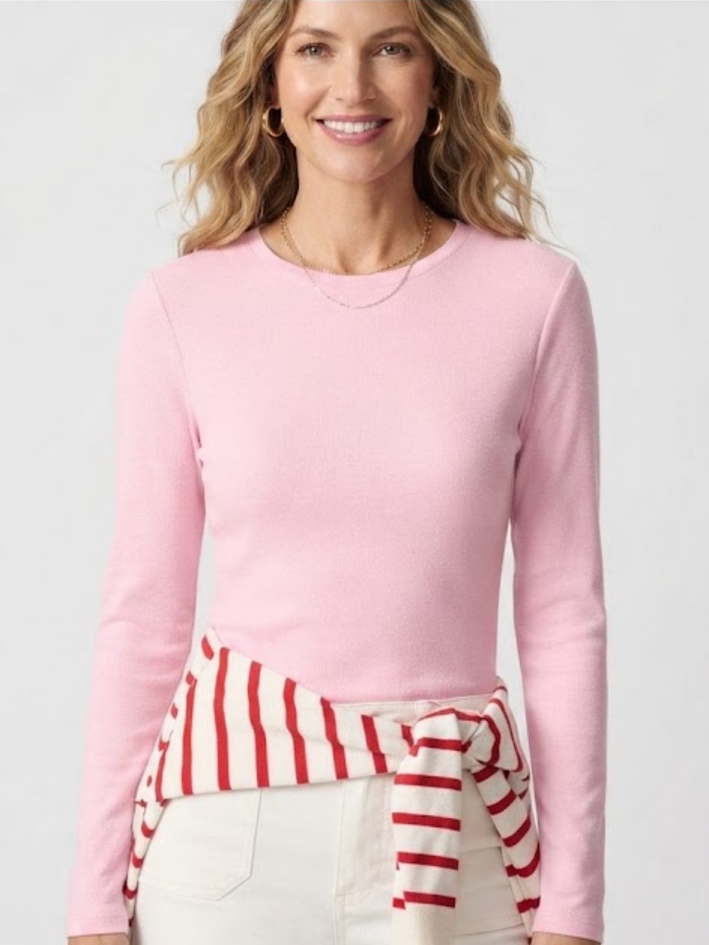 NWT J. CREW LONG SLEEVE THICK EVERYDAY TEE IN PINK~M